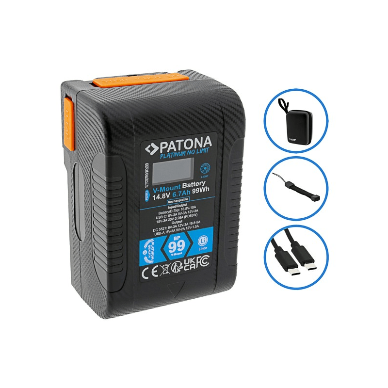 PATONA BATTERIES V-MOUNT 74 À 155WH USB-C D-TAP DC-OUT